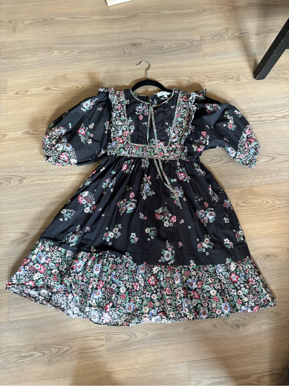 Hunter Bell Britton Black Floral Ruffle Dress